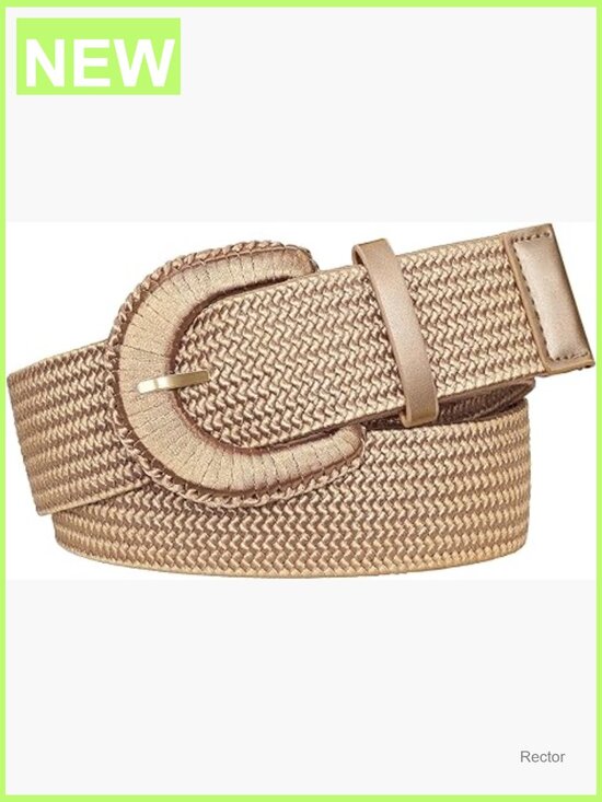 Wide Elastic Boho Belt Rope Woven Braided Waist Belt Chunky Buckle 1.97
